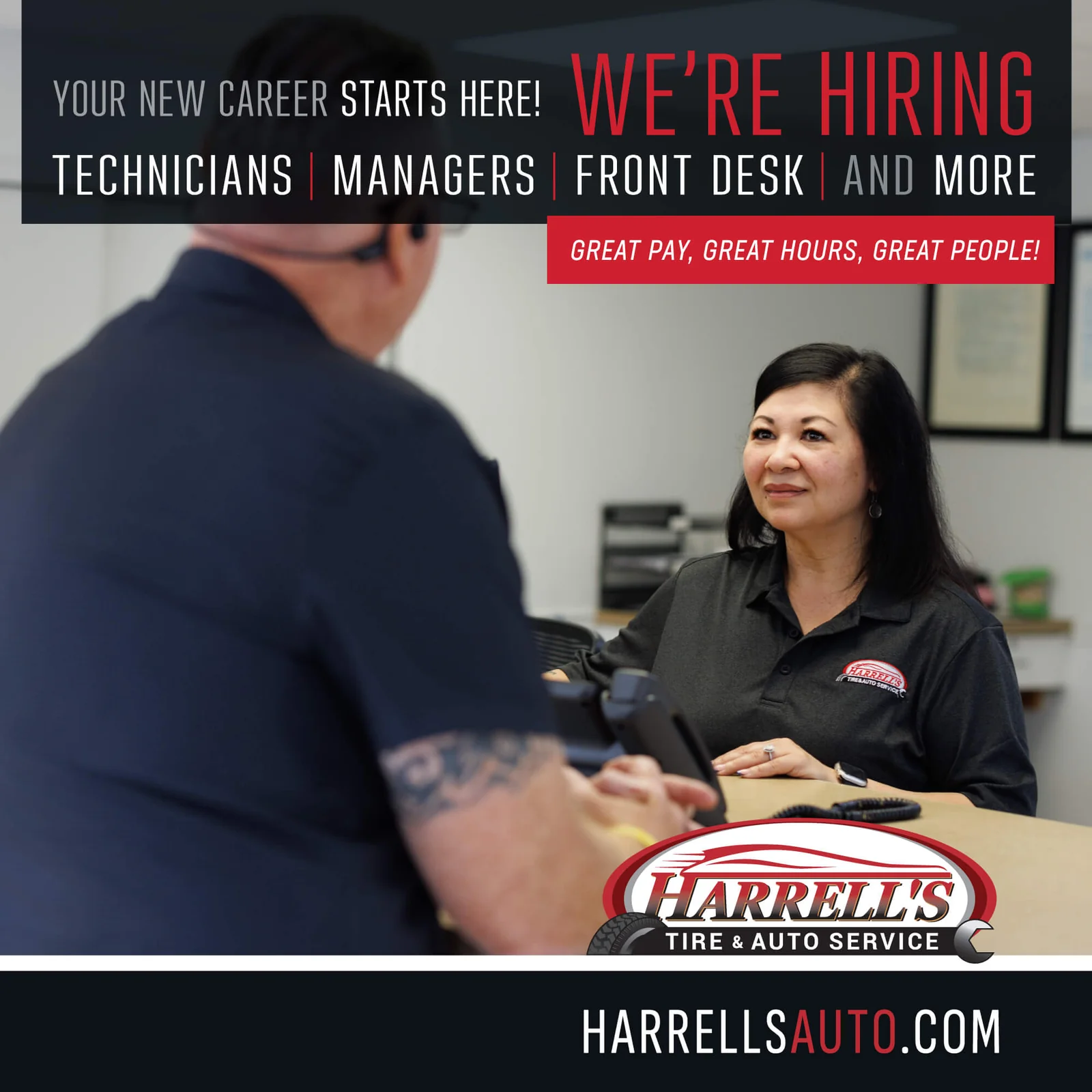 Harrell’s hiring advertisement for automotive service positions