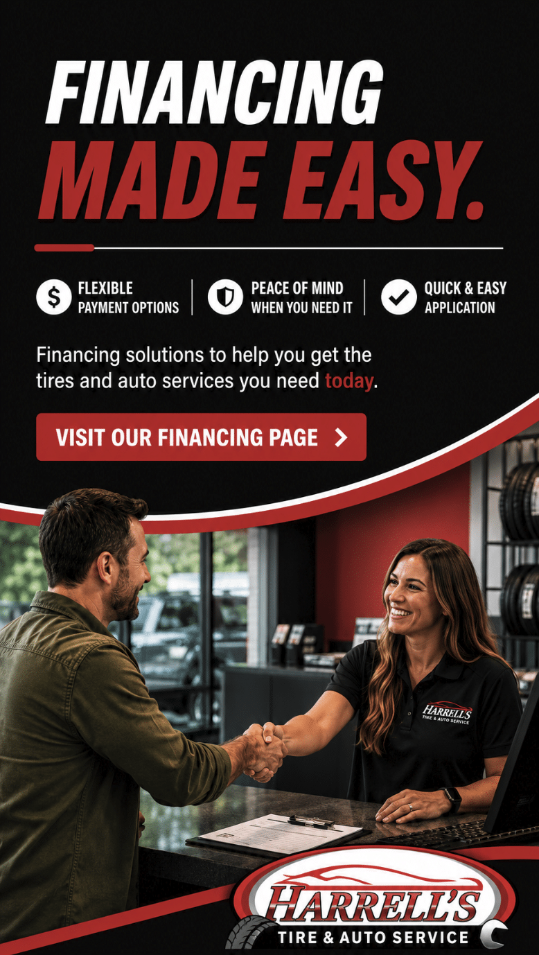Harrell’s tire and auto repair financing options; eligibility and terms apply
