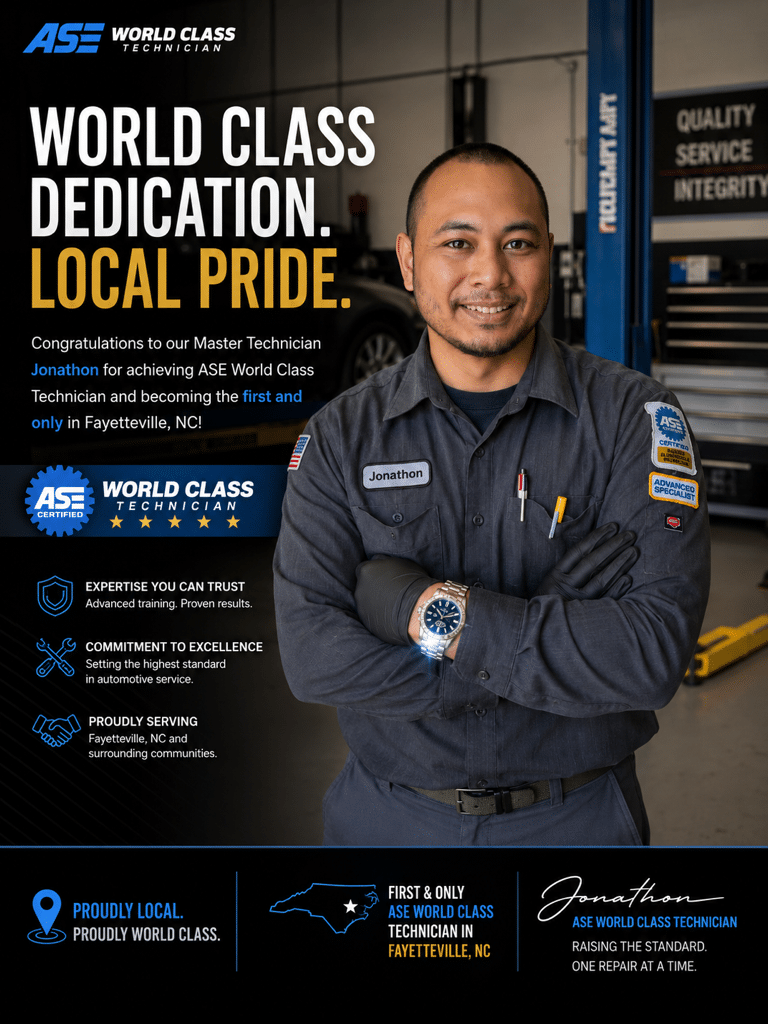Harrell’s recognizes Jonathon Barcinas for achieving ASE World Class Technician status